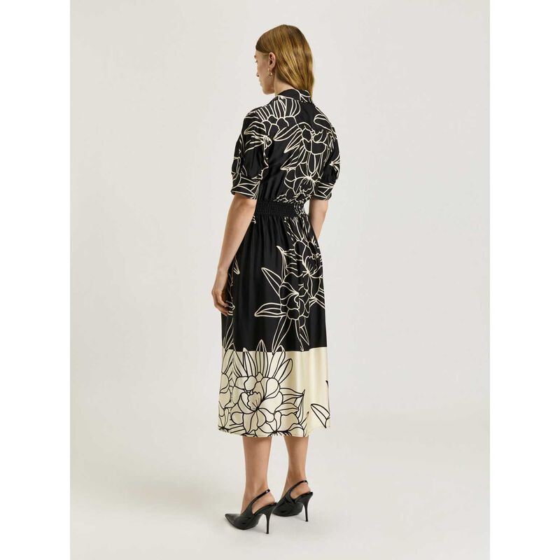 Veronika Maine Black Orchid Border Print Shirt Dress image number 1